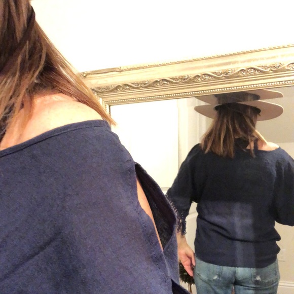 SzS navy blue fringed boho top - Picture 6 of 12